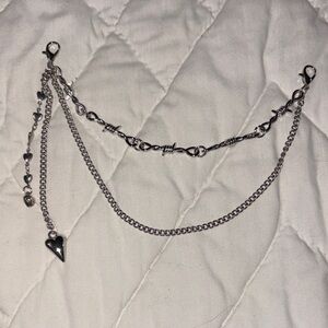 Purse Charm Silver Double Chain Heart